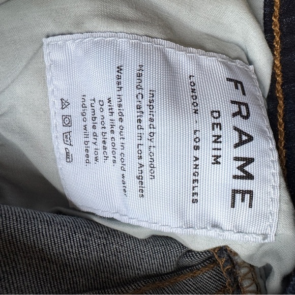 Frame Le Skinny De Jeanne Jeans Women's Size 26 Mid Rise Dark Wash Denim Raw Hem - Picture 3 of 6